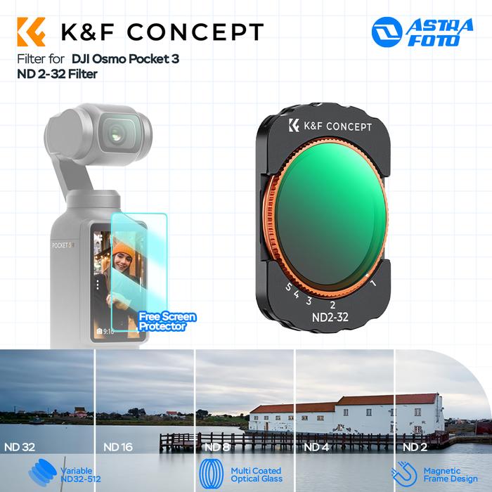 KNF Concept K&F Concept Variable ND2-32 Filter For DJI Osmo Pocket 3 Magnetic Filter Nano Coating VND KNF Concept