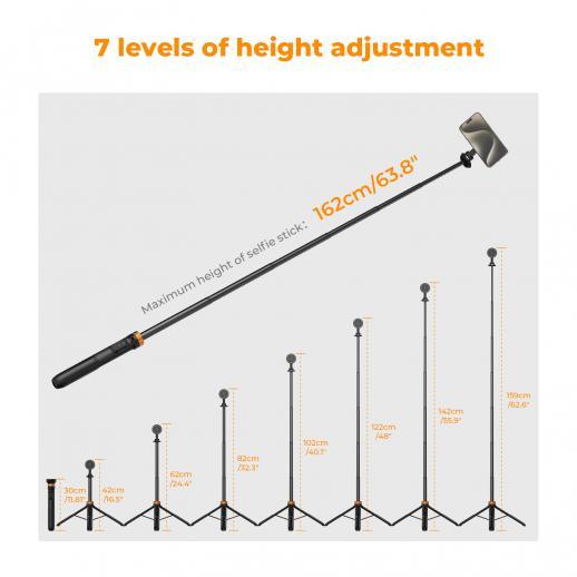 KNF Concept MS19 Magnetic Tripod Selfie Stick with Remote Bluetooth for Iphone 15/14/13/12 Magsafe Series K&F Concept - Hitam · 5