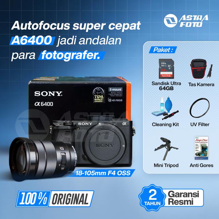 Sony Sony A6400 Body Only & 18-105mm F4 OSS GARANSI RESMI Sony Alpha A6400 - A6400+18-105mm