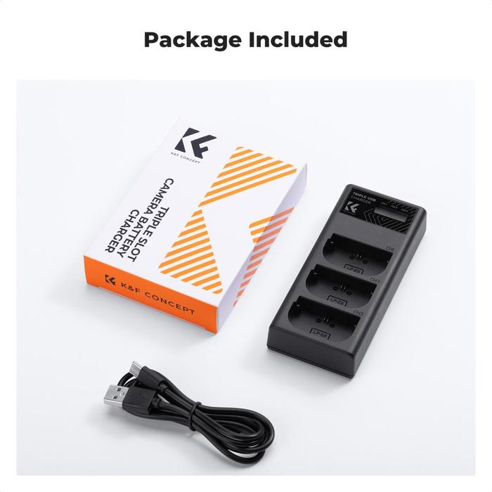 KNF Concept LP-E6NH 3 Slot Fast Charger with LCD For Canon EOS R5, EOS R6, EOS R, EOS 5D Mark IV, 5D Mark III, 5DS, 5DS R, 5D Mark II, 6D Camera K&F Concept - Gambar 3