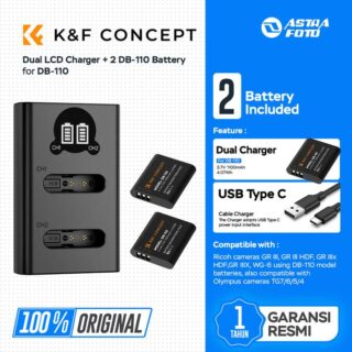 KNF Concept Battery DB-110 For Ricoh GRIII GRIIIX IIIX GR3 GRIV HDF & Olympus TG7/6/5/4 with Li-90B/Li-92B Baterai K&F Concept