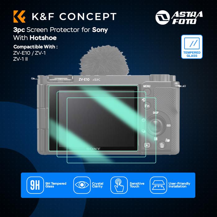 KNF Concept KNF Concept 3pc Antigores For Sony ZV-E10 /  ZV-1  / ZV-1 II Tempered Glass 9H Screen Protector Screen Guard K&F Concept