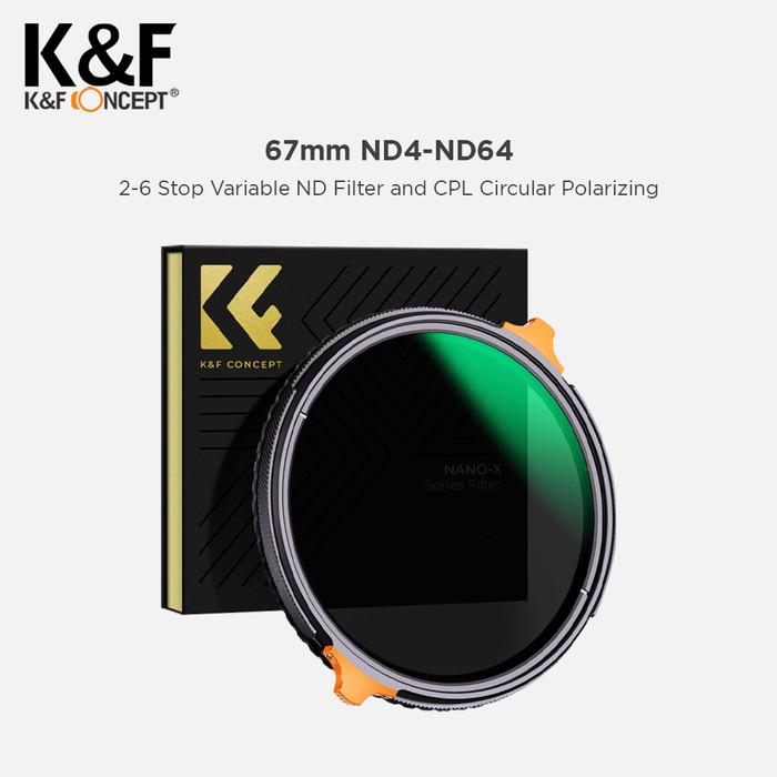 KNF Concept 67mm Filter Nano-X Variable ND4-64 + CPL K&F Filter Lensa · 2