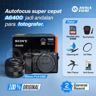 Sony Alpha A6400 + 35mm F1.8 OSS Garansi Resmi