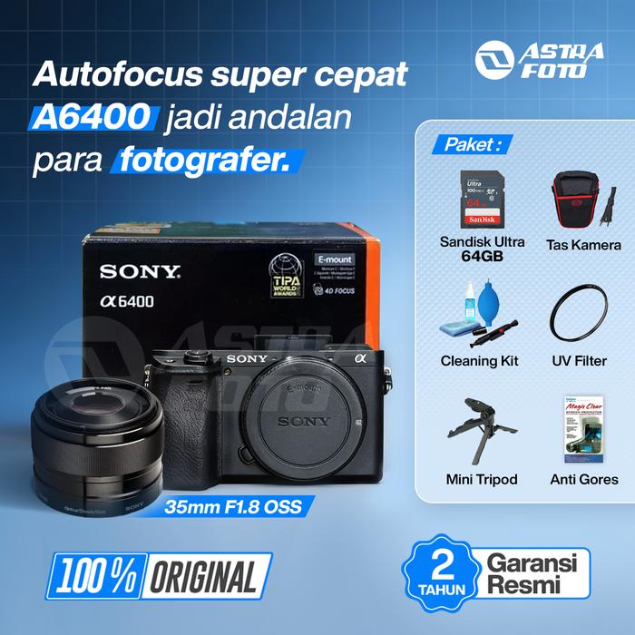 Sony Sony Alpha A6400 + 35mm F1.8 OSS Garansi Resmi