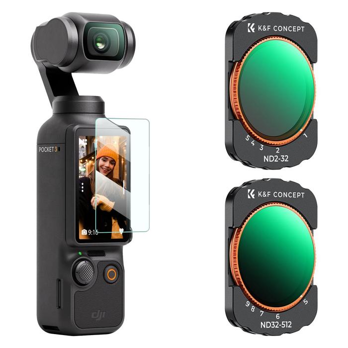 K&F Concept Variable ND2-32 + ND32-512 Filter For DJI Osmo Pocket 3 VND KNF Concept · 2
