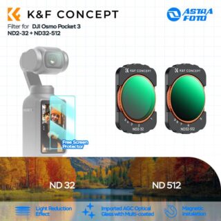 K&F Concept Variable ND2-32 + ND32-512 Filter For DJI Osmo Pocket 3 VND KNF Concept