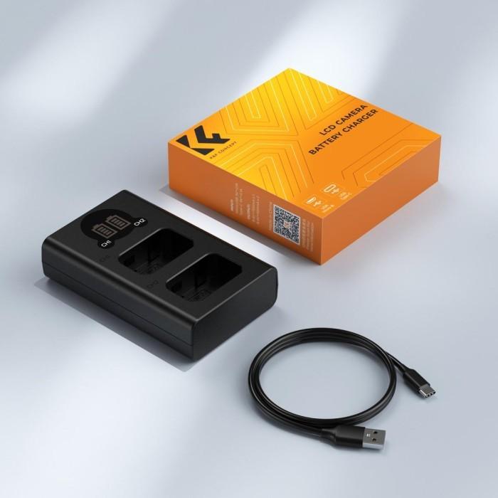 KNF Concept NP-FW50 LCD Dual Smart Charger Type C Fast Charging For Sony A6400 A6000 A5100 A7 II A6300 ZV-E10 · 2