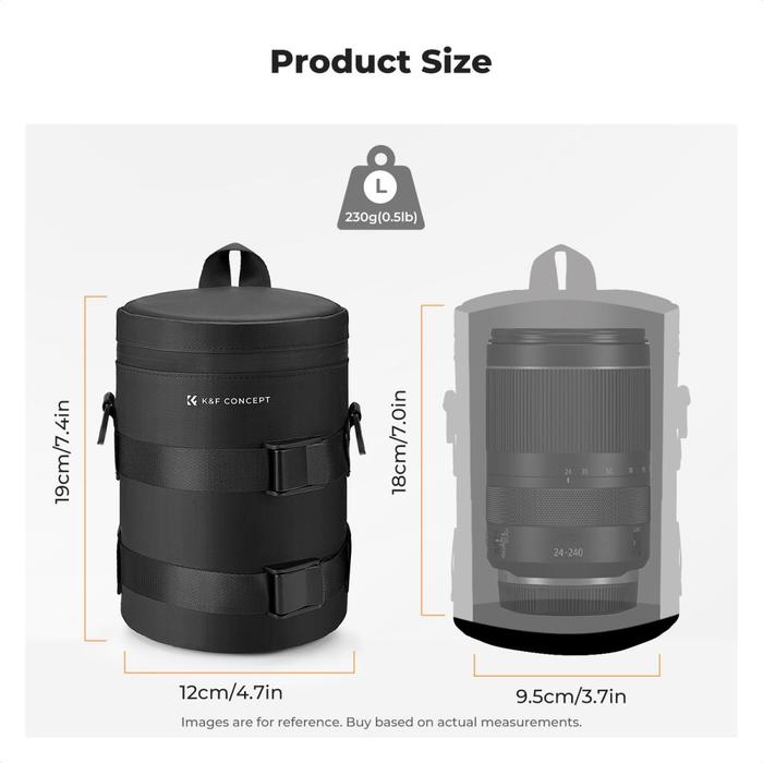 KNF Concept Camera Lens Pouch Case Waterproof Zipper Protective Carry Bag Tas Lensa K&F Concept - Small - Gambar 9