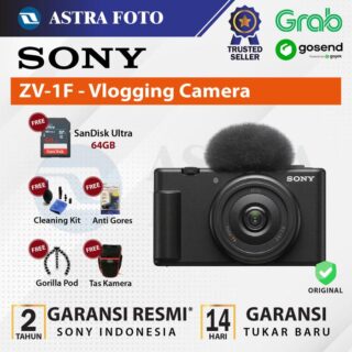 Sony ZV-1F Vlogging Camera Sony ZV1F Sony ZV1 F Sony Z V1F RESMI - Black, STANDARD