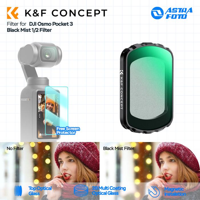 KNF Concept K&F Concept Black Mist 1/2 Filter For DJI Osmo Pocket 3 KNF Concept Black Diffusion Filter