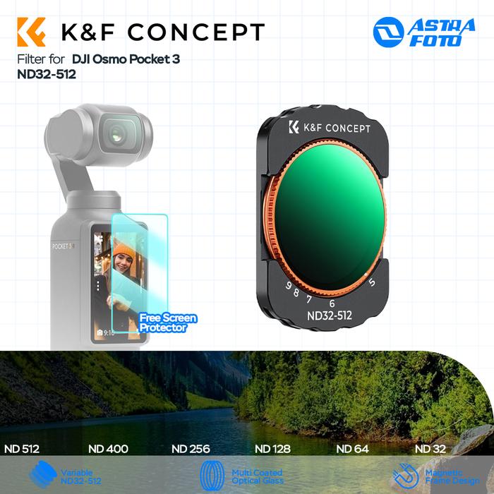 KNF Concept K&F Concept Variable ND32-512 Filter For DJI Osmo Pocket 3 Magnetic Filter Nano Coating VND KNF Concept