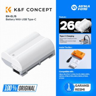 K&F Concept EN-EL15 Battery Type C Port Fast Charing For Nikon Z8, Z7II, Z 7, Z 6II, Z 6, Z5, D850, D810, D810A, D780, D750, D610, D500, D7500, D7200 Baterai Kamera KNF Concept