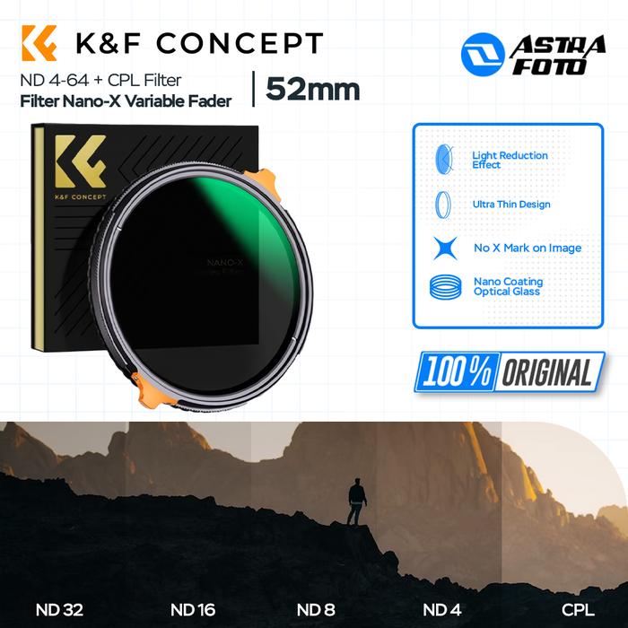KNF Concept KNF Concept 52mm Filter Nano-X Variable ND4-64 + CPL K&F Filter Lensa