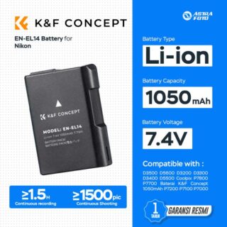 KNF Concept EN-EL14 Battery for Nikon D3500 D5600 D3200 D3300 D3400 D5500 Coolpix P7800 P7700 Baterai K&F Concept 1050mAh P7200 P7100 P7000