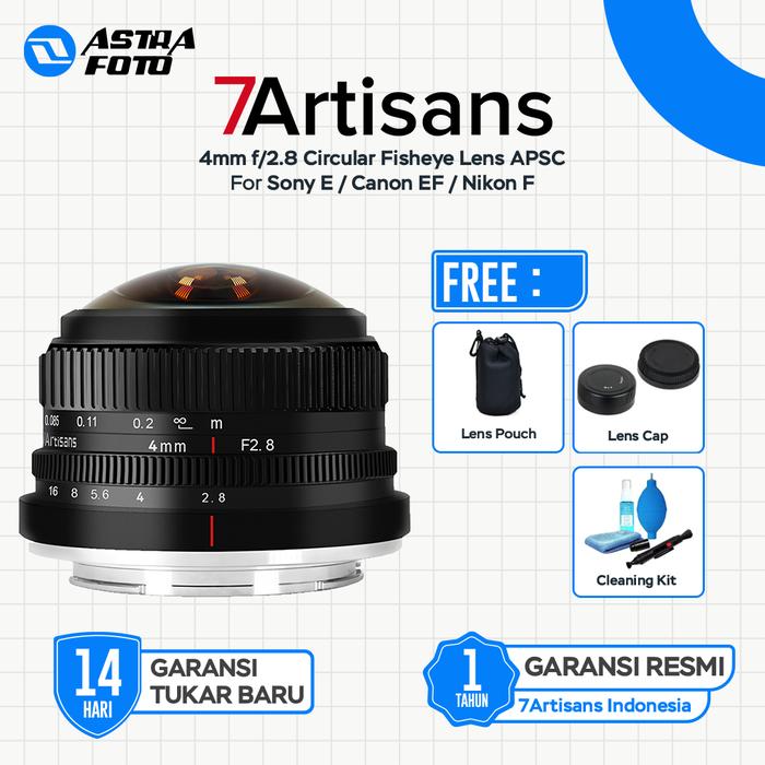 7Artisans 7artisans 4mm f/2.8 Circular Fisheye Lens APSC For Lensa Sony E Mount - Canon EOS M - M4/3 - Fujifilm FX Kamera - sony e
