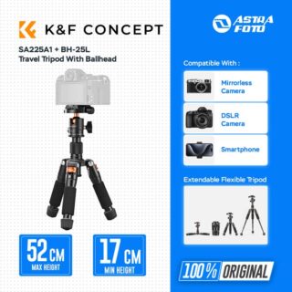 KNF Concept SA225A1 + BH-25L Travel Tripod With Ballhead For Camera, Smartphone Aluminium Alloy K&F Concept