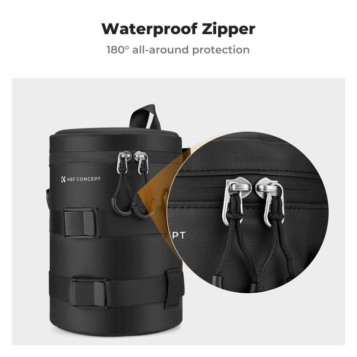 KNF Concept Camera Lens Pouch Case Waterproof Zipper Protective Carry Bag Tas Lensa K&F Concept - Small - Gambar 4