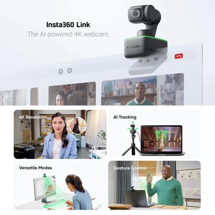 Insta360 Link 4K AI Webcam Portable PTZ UHD Web Cam Insta 360 RESMI · 3